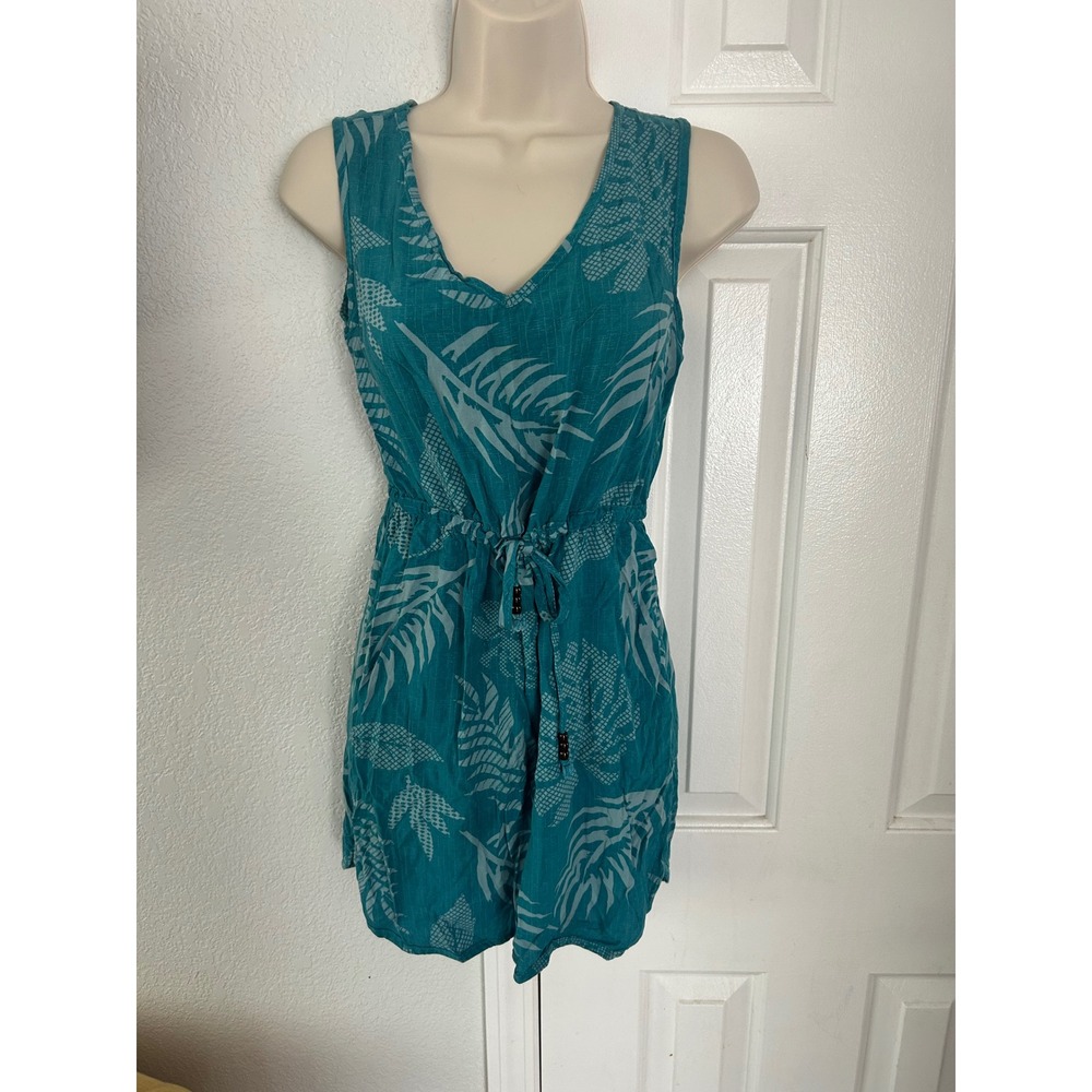 Vintage Palmwave Hawaii Teal Tropical Pineapple Print Rayon Romper Small